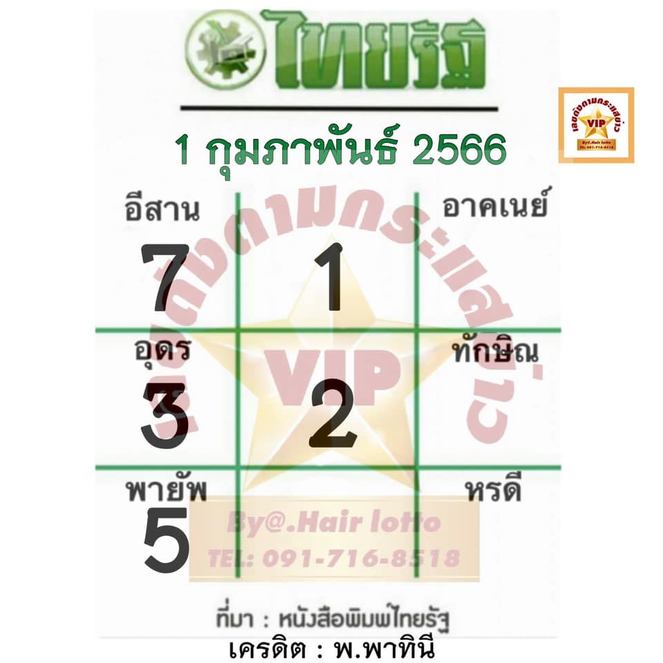 หวยไทยรัฐ 1 2 66 เช็คหวยไทยรัฐ 1 กุมภาพันธ์ 2566