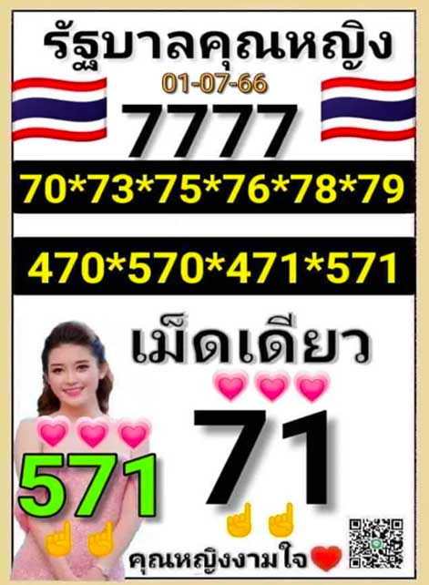 หวยคุณหญิงงามใจ1 กรกฎาคม 2566