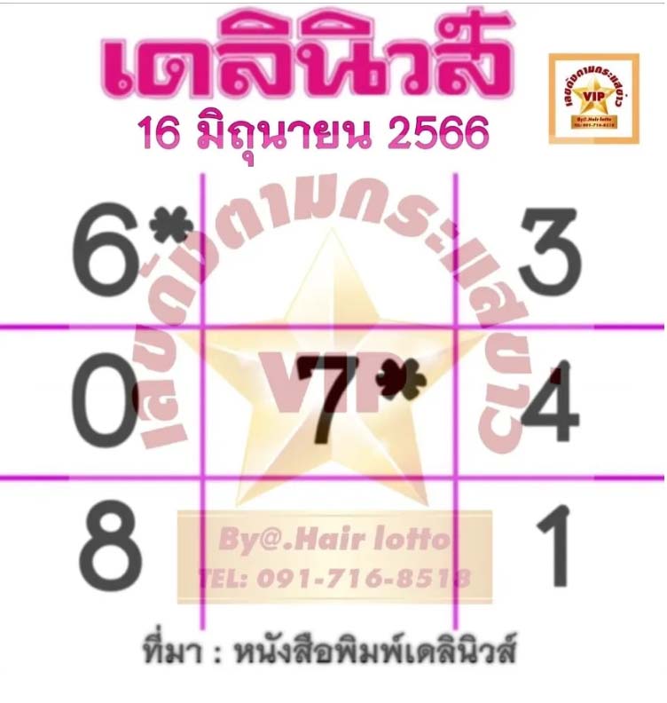 เลขตาราง หวยเดลินิวส์ 16 มิ.ย.66