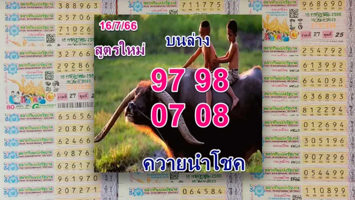 หวยควายนำโชคงวดวันที่ 16 กรกฎษคม 2566