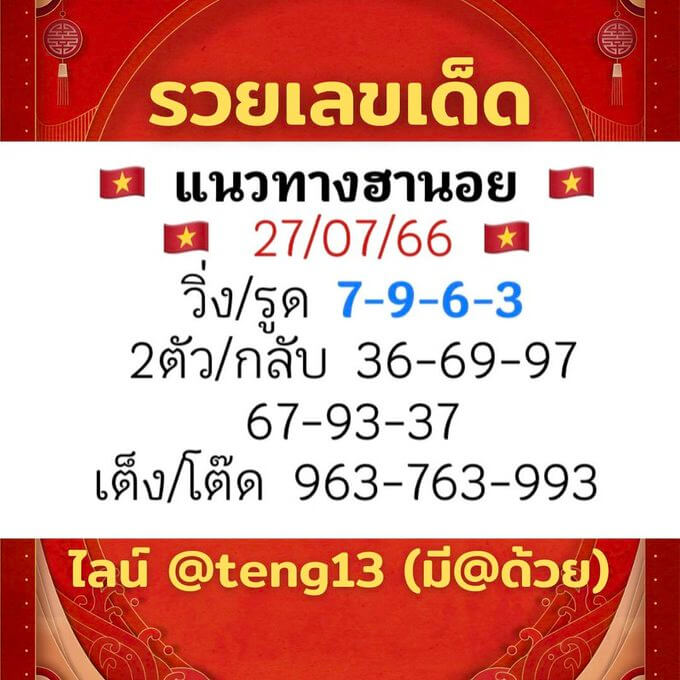 หวยฮานอย27-7-66 ชุด5