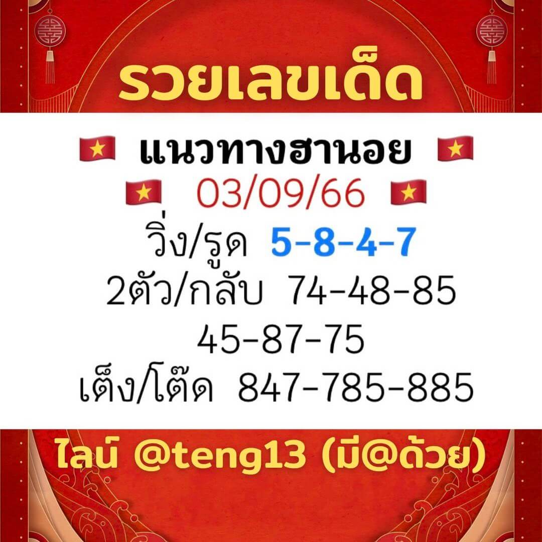 หวยฮานอย 3-9-66 ชุด10