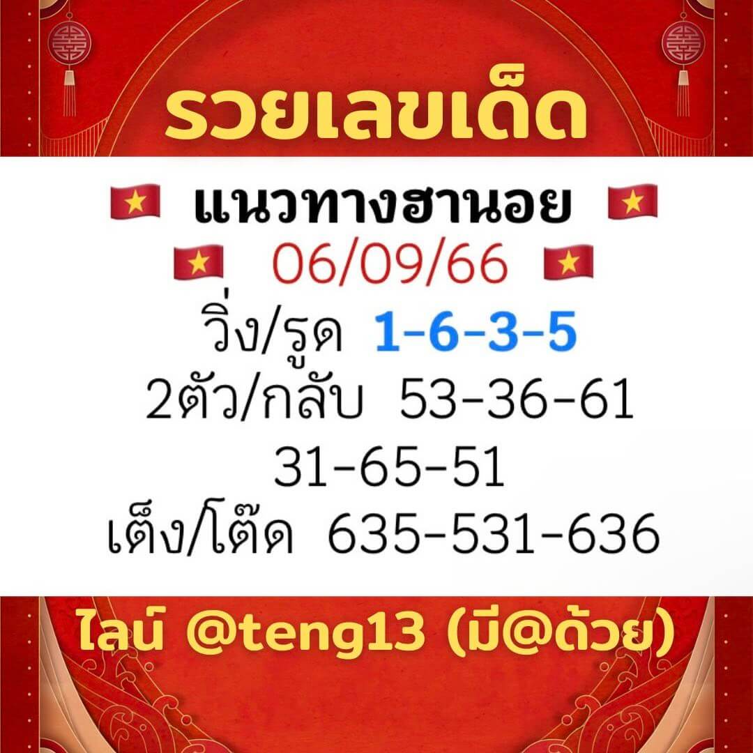 หวยฮานอย 6-9-66 ชุด9