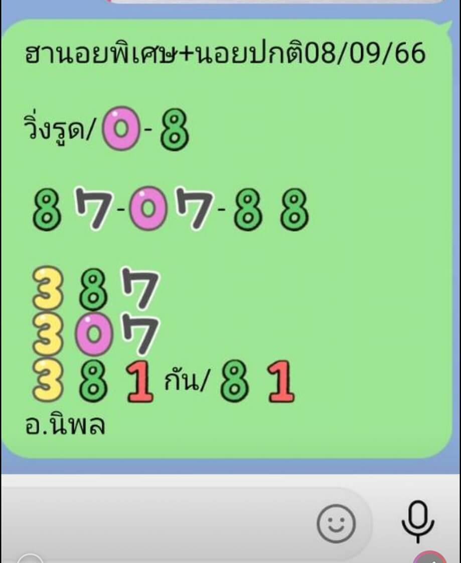 หวยฮานอย 8-9-66 ชุด9