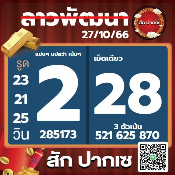 หวยลาว 27-10-66 ชุด4