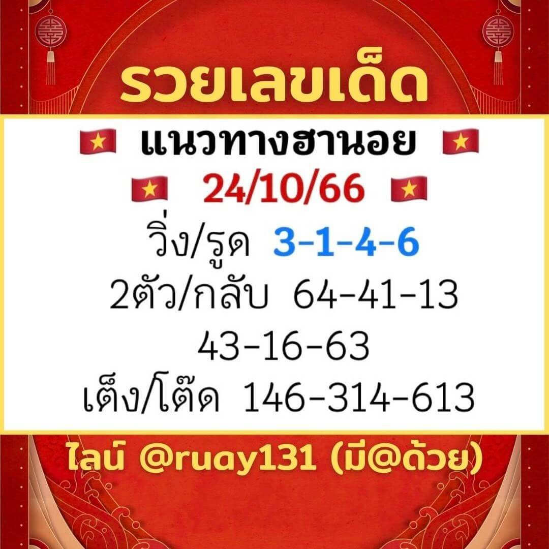 หวยฮานอย 24-10-66 ชุด6