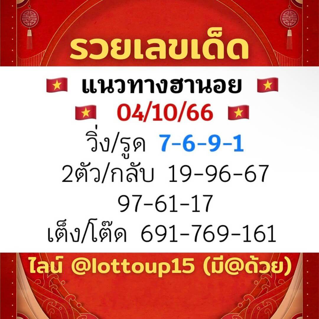 หวยฮานอย 4-10-66 ชุด7