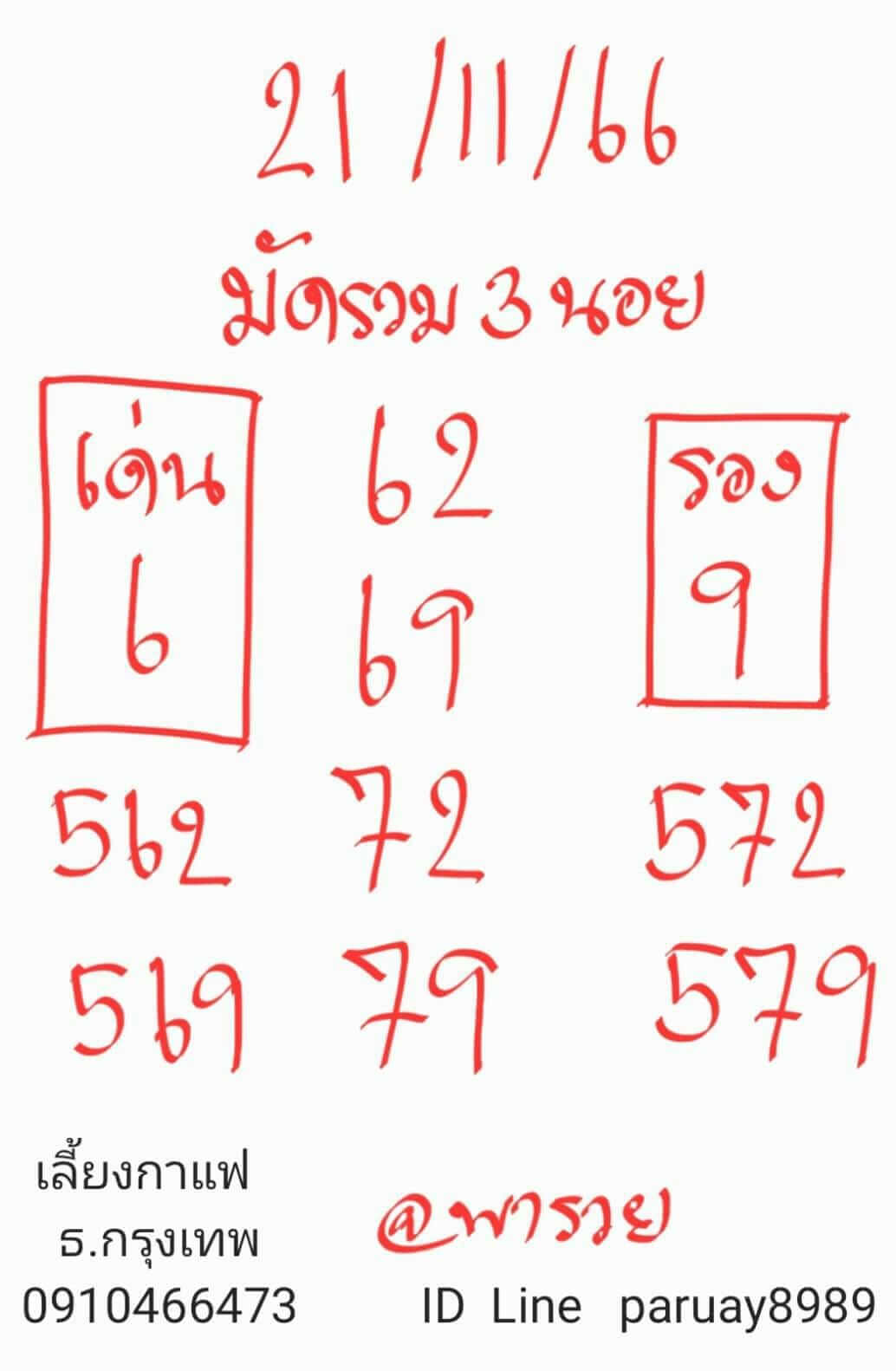 หวยฮานอย 21-11-66 ชุด1