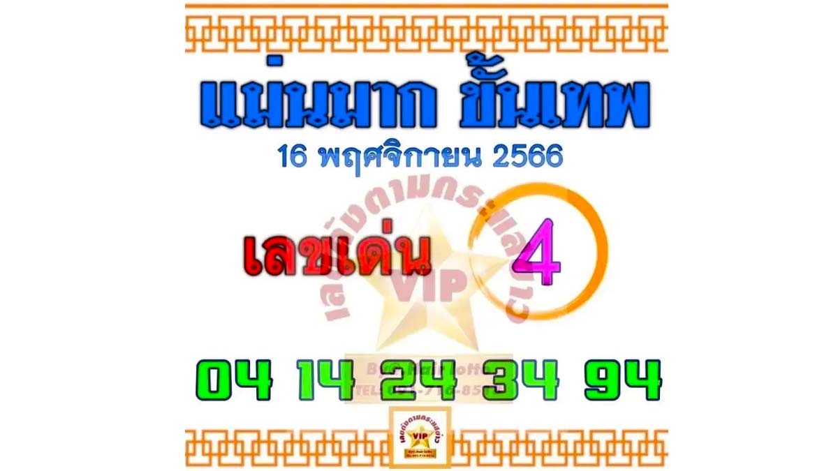 เลขเด็ดแม่นมากขั้นเทพ งวด 1 ธันวาคม 2566