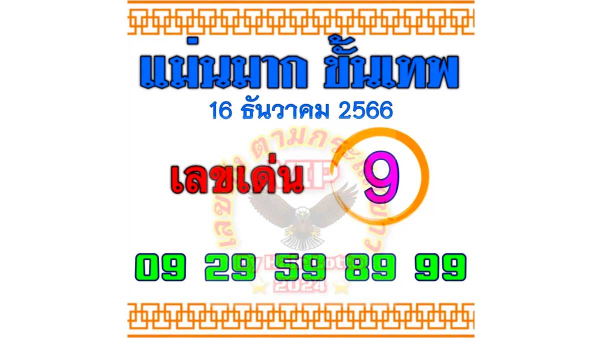 เลขเด็ดแม่นมากขั้นเทพ งวด 16 ธันวาคม 2566