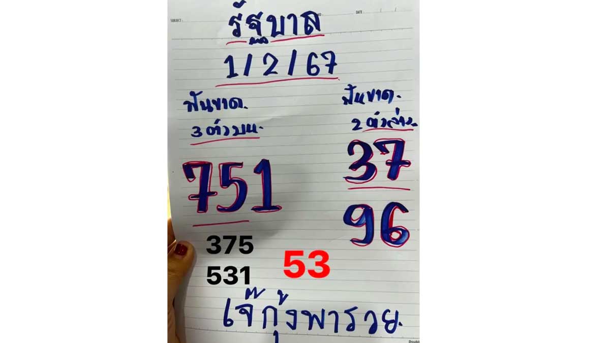 เจ๊กุ้งฟันเลขเด็ด งวด 1 กุมาพันธ์ 2567