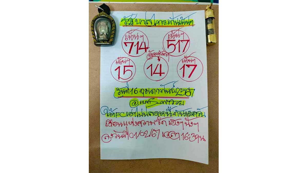 หวยเนตรพารวย งวด 16 กุมภาพันธ์ 2567