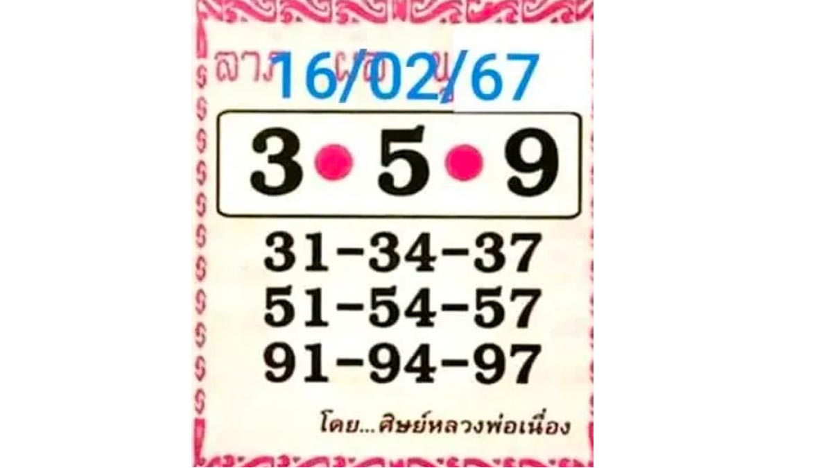 เลขเด็ดลาภผลพูนทวี งวด 16 กุมภาพันธ์ 2567