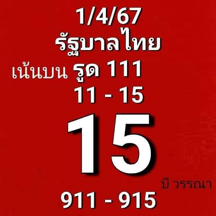 หวยรัฐบาลไทย งวด 1 เมษายน 2567