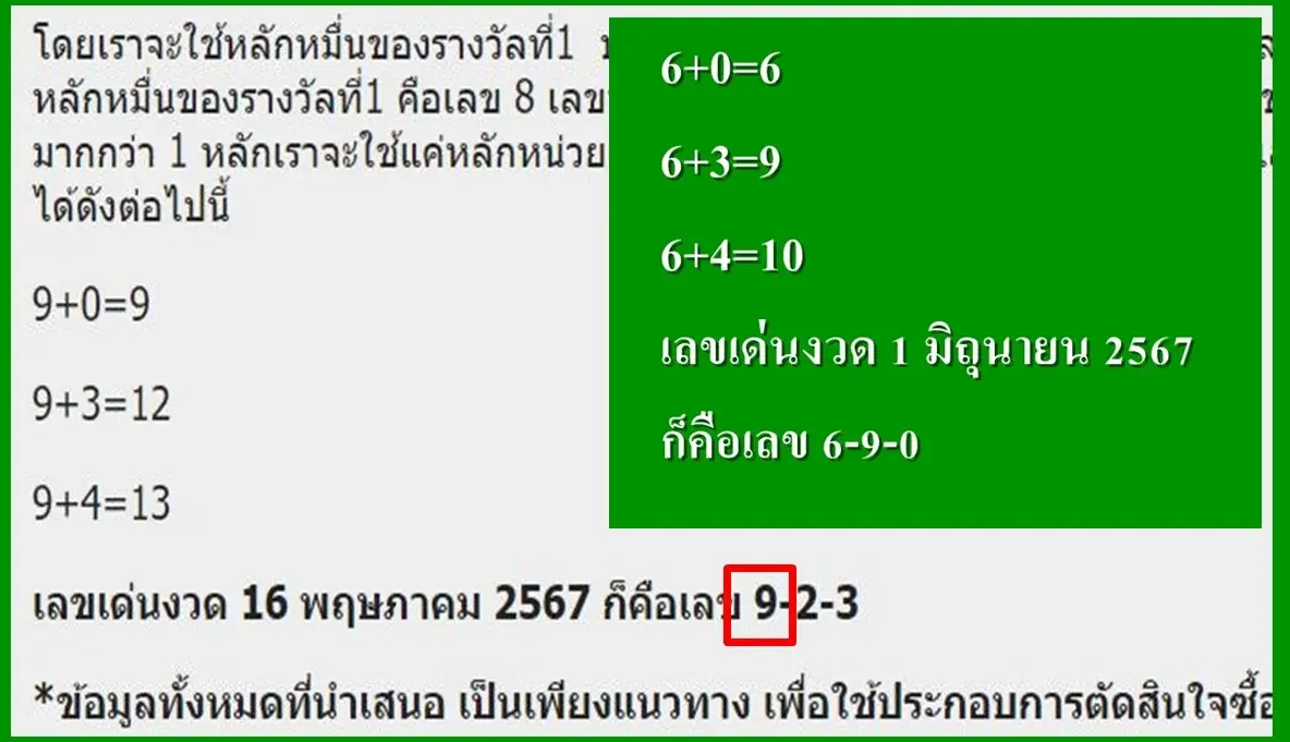 สูตรคำนวณเลขเด็ด งวด 1 มิถุนายน 2567