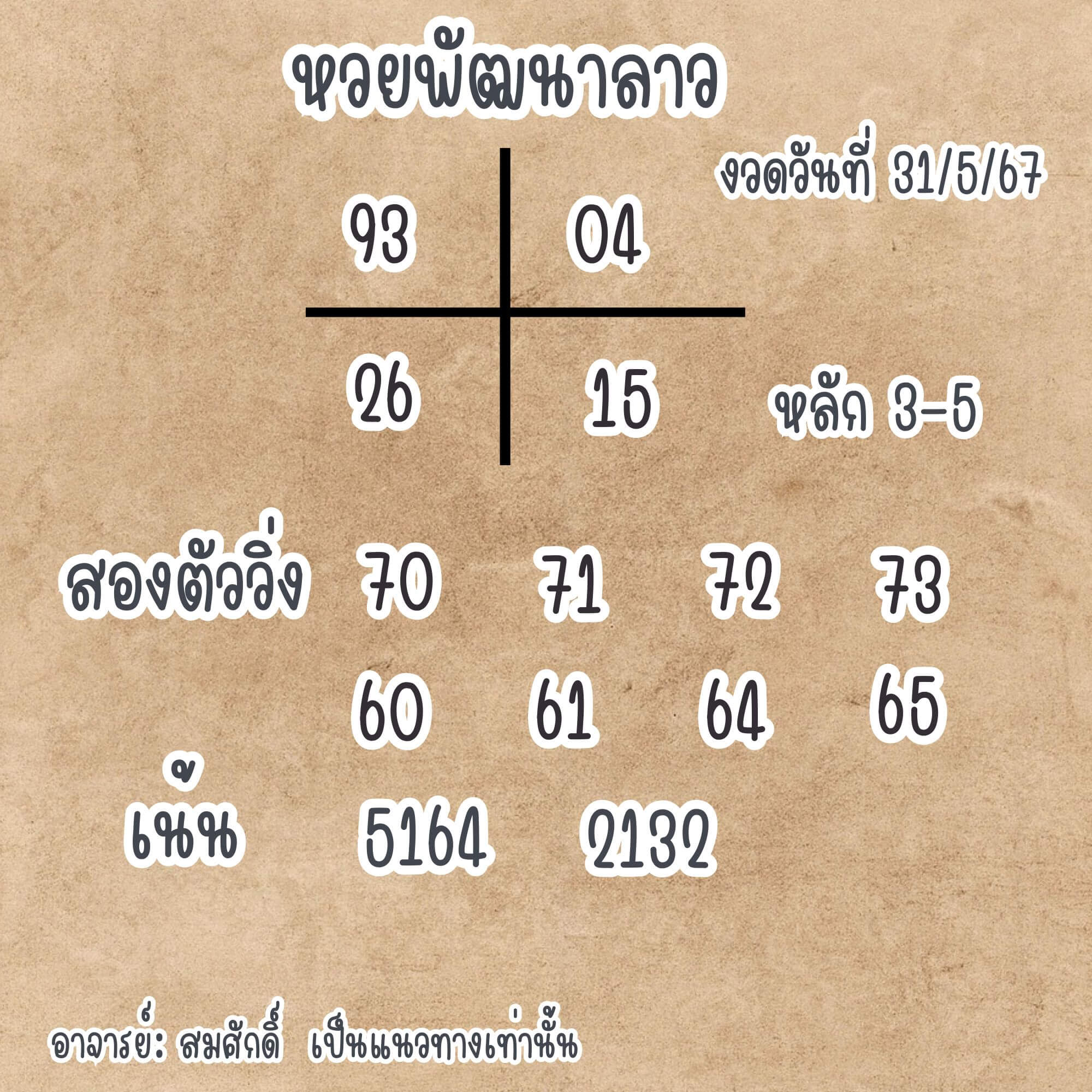 หวยลาว 31-5-67 ชุด5