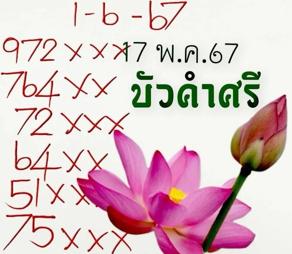 เลขเด็ดบัวคำศรี งวด 1 มิถุนายน 2567