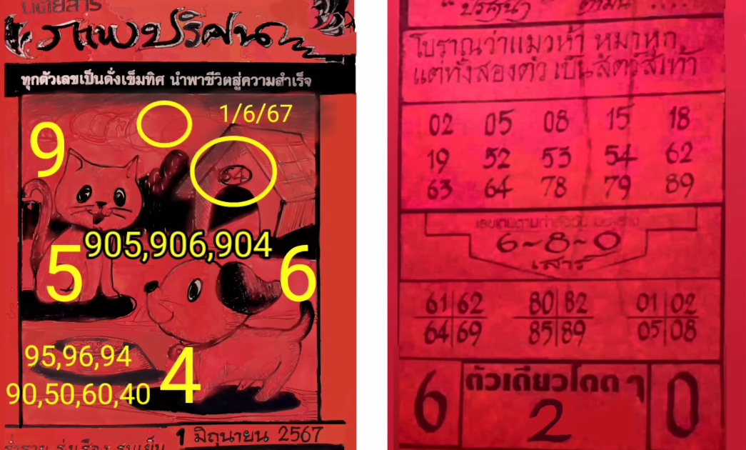 เลขเด็ดปริศนาปกแดง งวด 1 มิถุนายน 2567