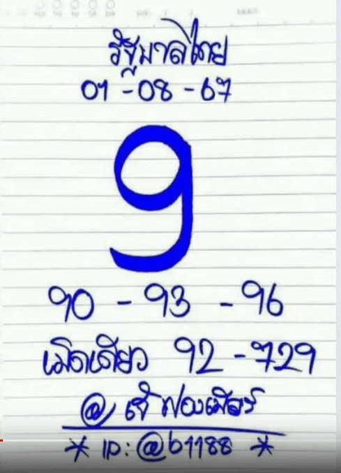 หวย เจ๊ฟองเบียร์ งวด 1 ส.ค. 67