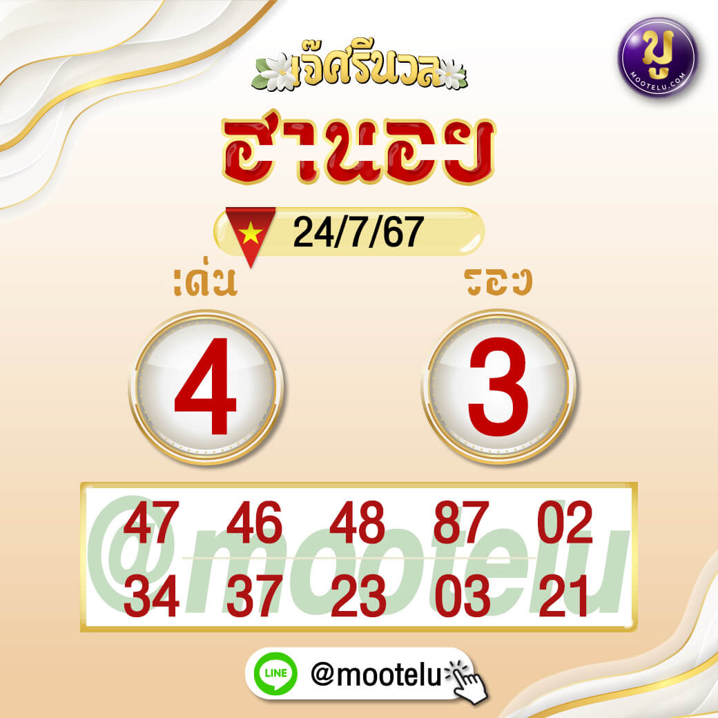 หวยฮานอย 24-7-67 ชุด6