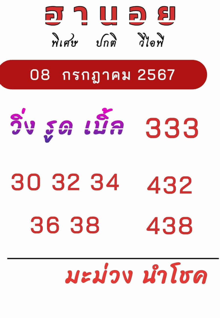 หวยฮานอย 8-7-67 ชุด5