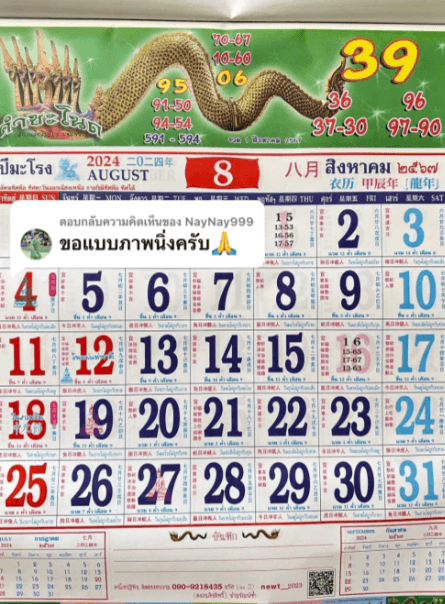 เลขเด็ดคำชะโนด งวด 1 สิงหาคม 2567