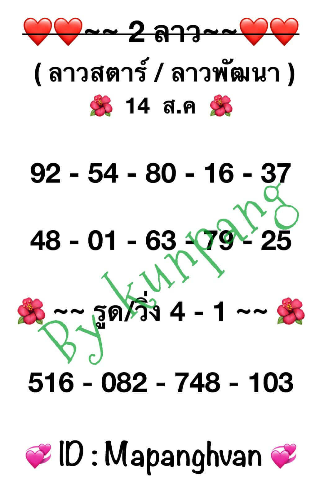 หวยลาว 14-8-67 ชุด7