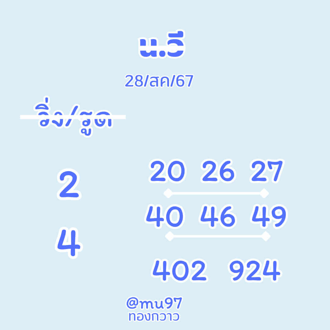 หวยฮานอย 28-8-67 ชุด6