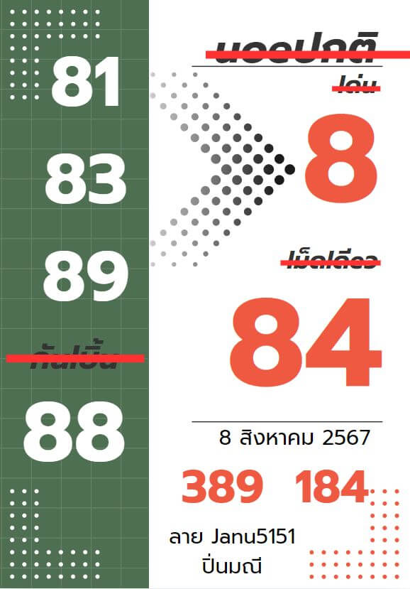 หวยฮานอย 8-8-67 ชุด1