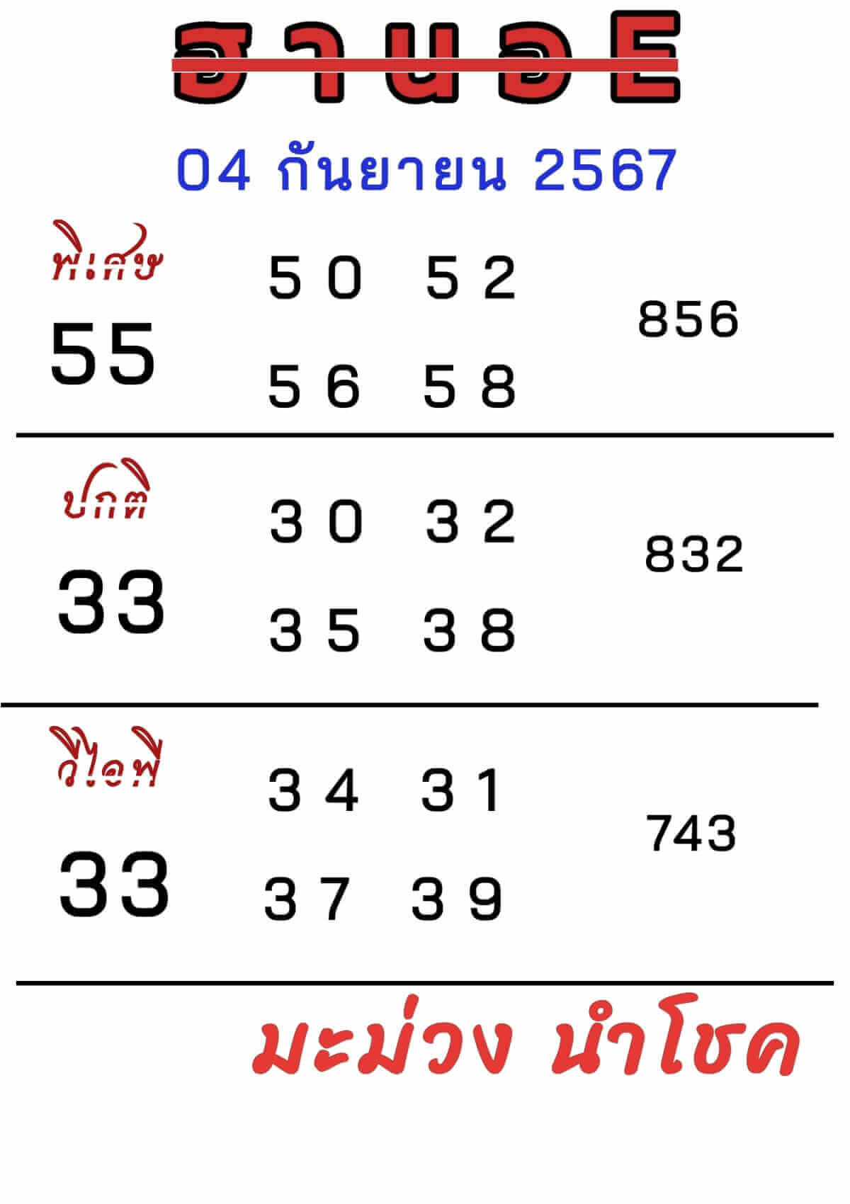 หวยฮานอย 4-9-67 ชุด10