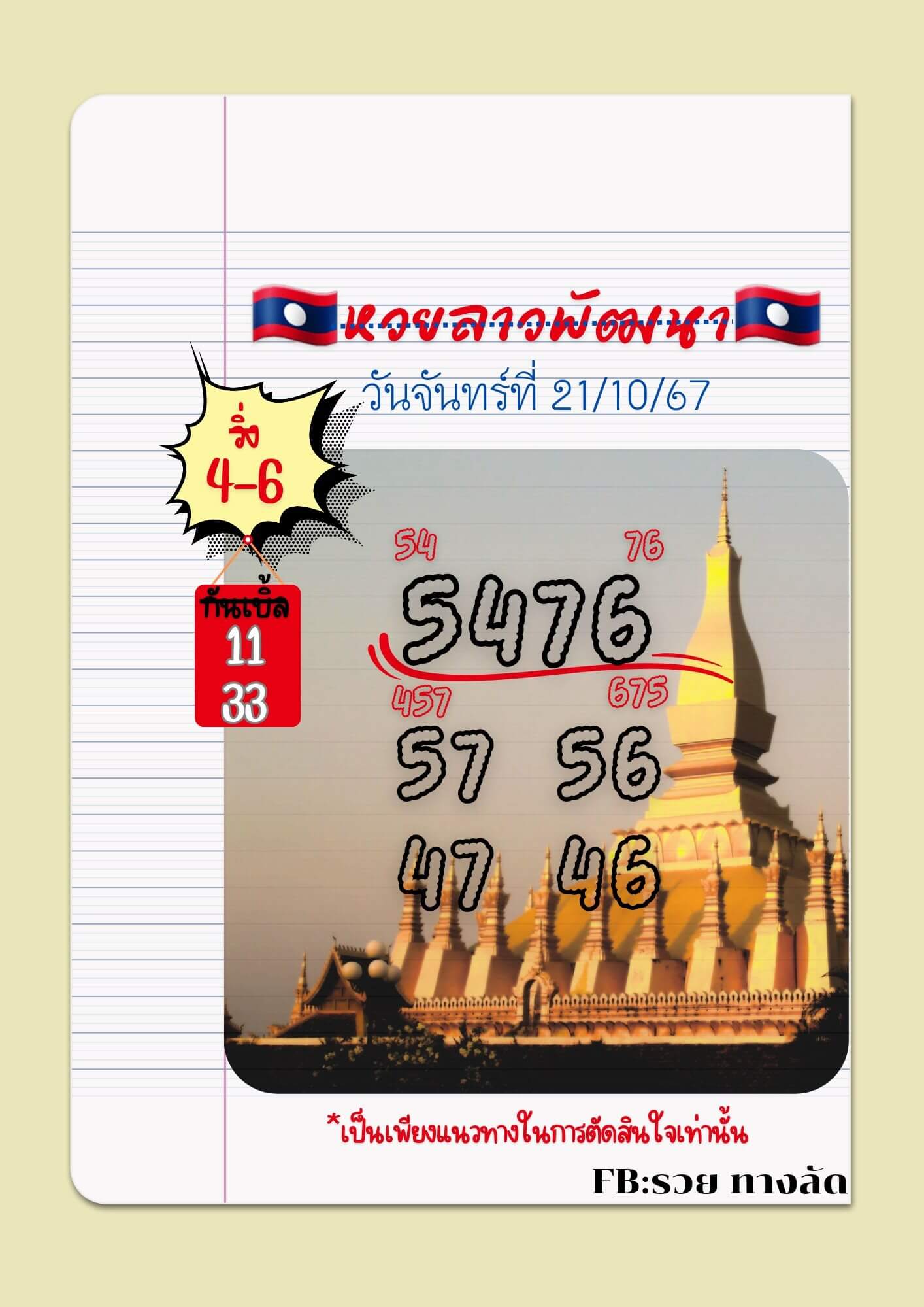 หวยลาว 21-10-67 ชุด3