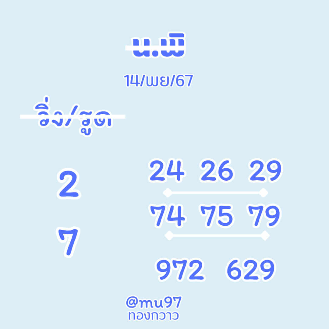 หวยฮานอย 14-11-67 ชุด1