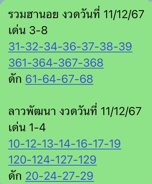 หวยฮานอย 11-12-67 ชุด4