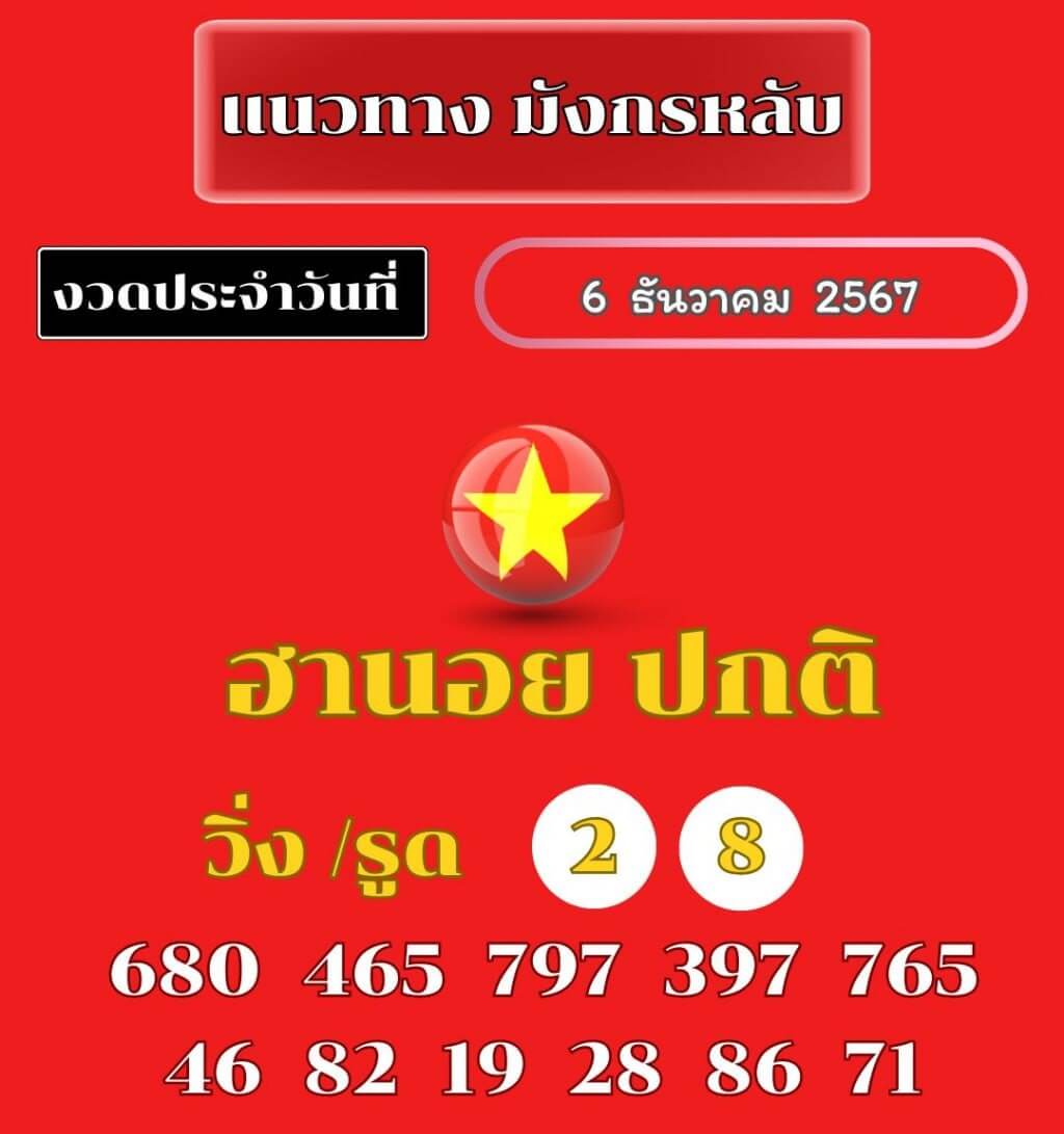 หวยฮานอย 6-12-67 ชุด8