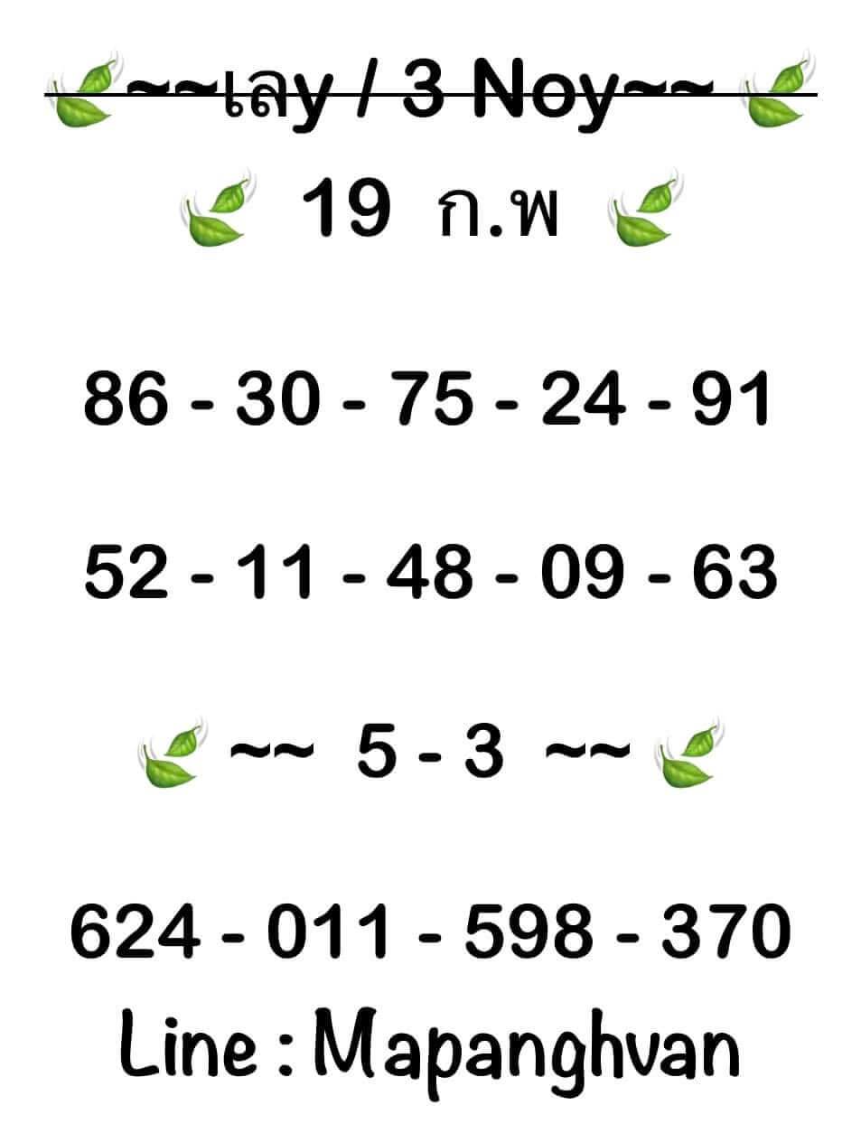 หวยฮานอย 19-2-68 ชุด7