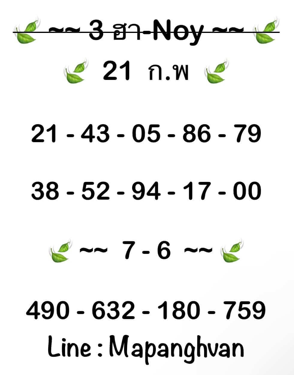 หวยฮานอย 21-2-68 ชุด10