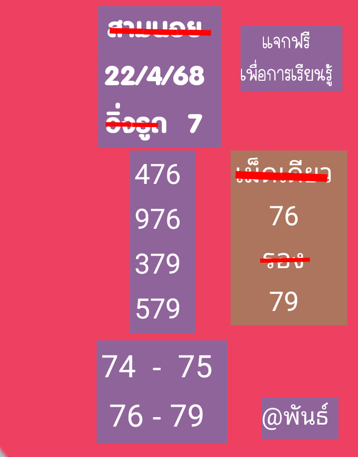 หวยฮานอย 22-4-68 ชุด4