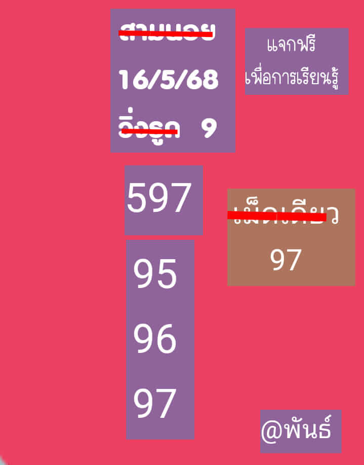หวยฮานอย 16-5-68 ชุด9