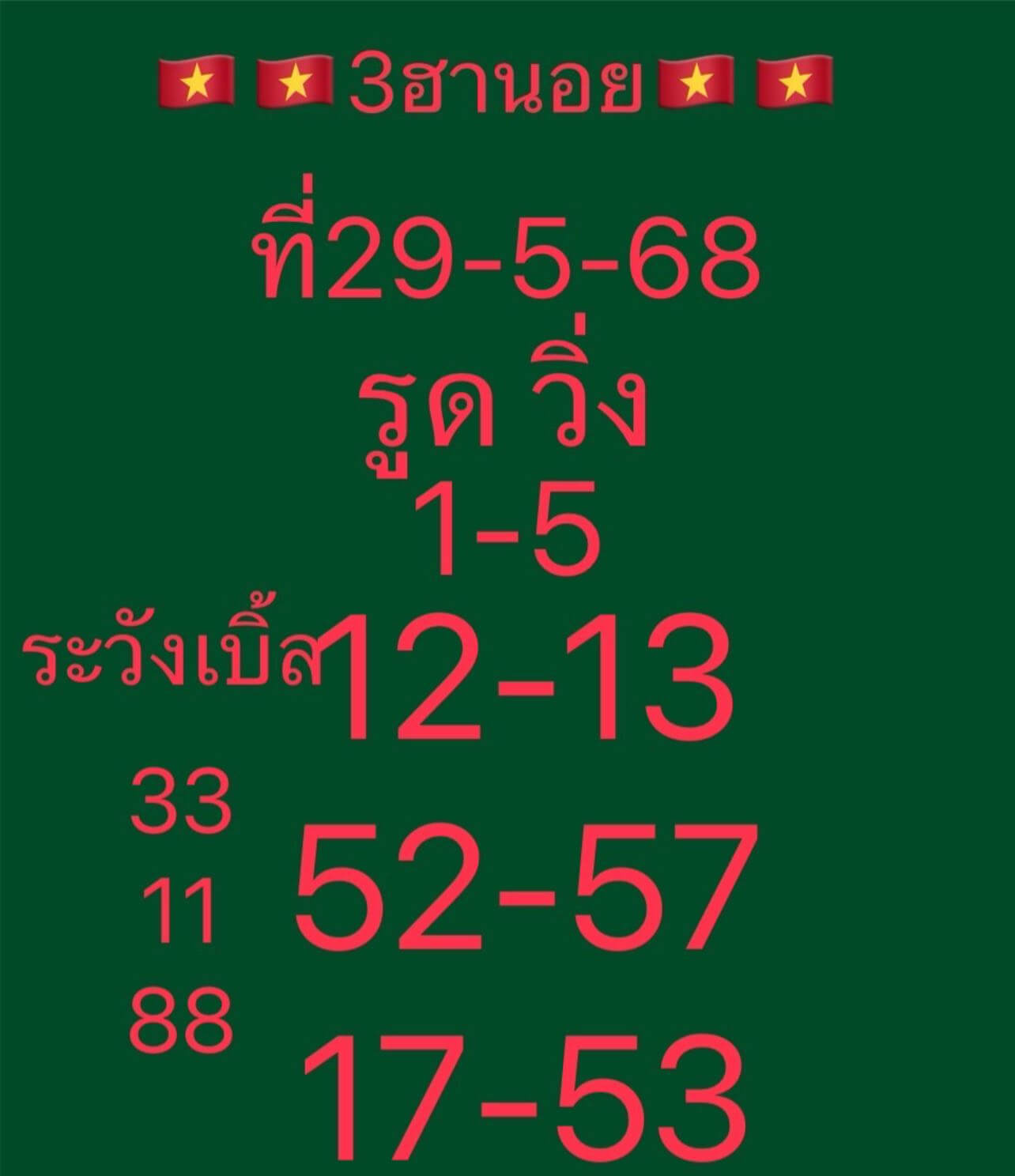 หวยฮานอย 29-5-68 ชุด8
