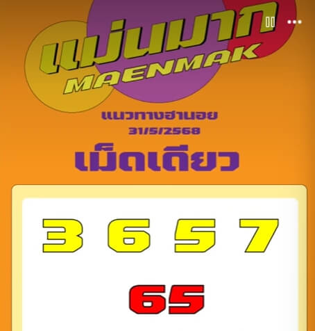 หวยฮานอย 31-5-68 ชุด9