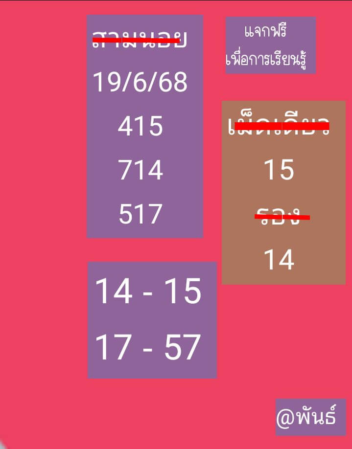 หวยฮานอย 19-6-68 ชุด2