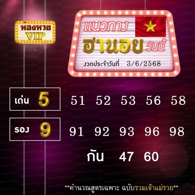 หวยฮานอย 3-6-68 ชุด10