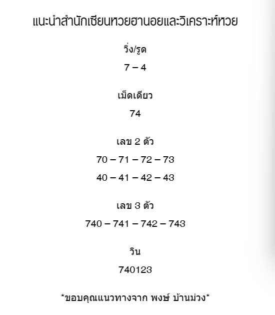 หวยฮานอย 2-7-68 ชุด8