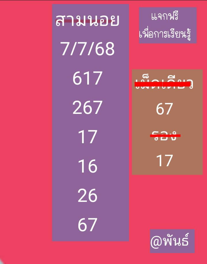 หวยฮานอย 7-7-68 ชุด6