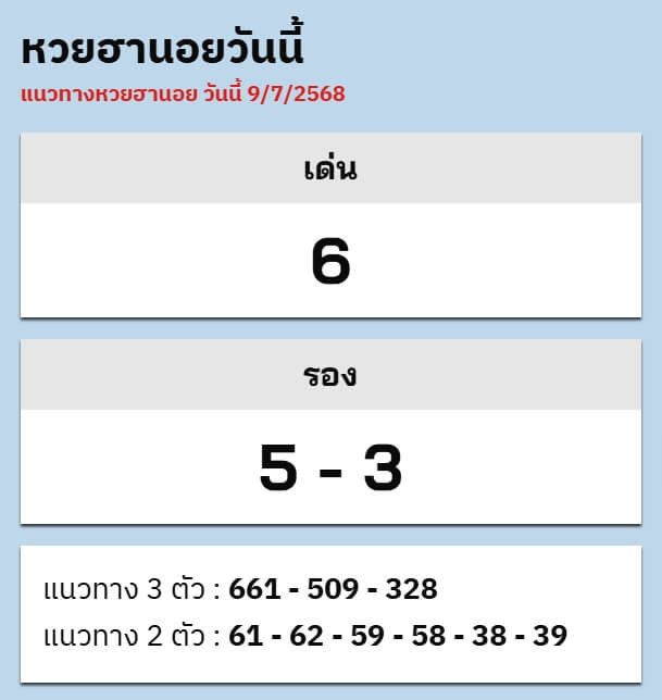 หวยฮานอย 9-7-68 ชุด3