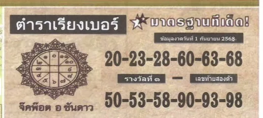 เลขเด็ดตำราเรียงเบอร์ 1/9/68