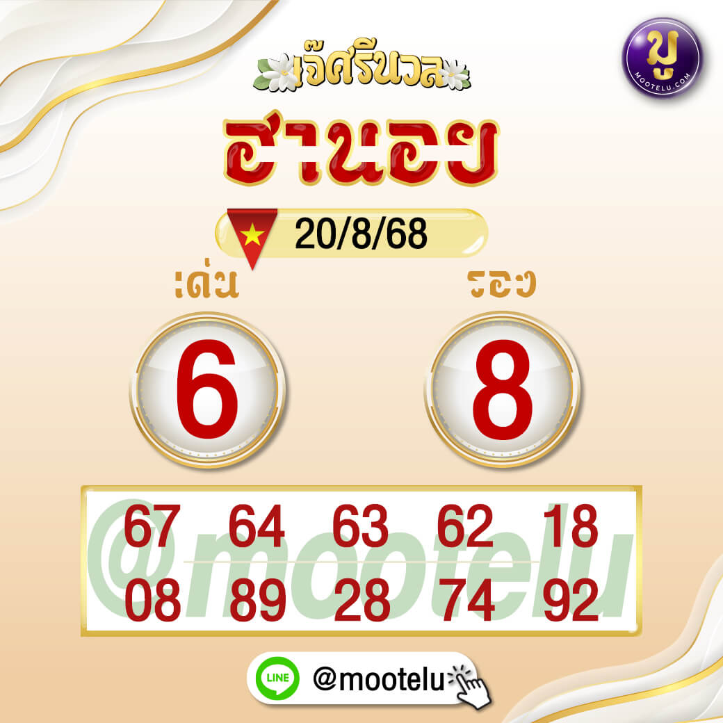 หวยฮานอย 20-8-68 ชุด10