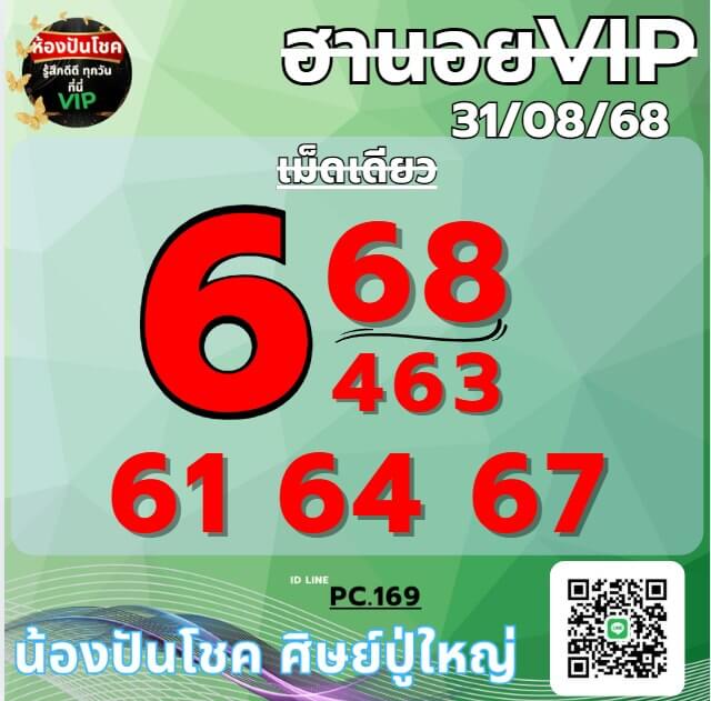 หวยฮานอย 31-8-68 ชุด7