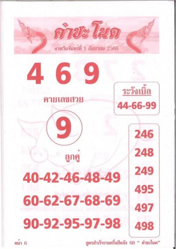 เลขเด็ดคำชะโนด 1/9/68