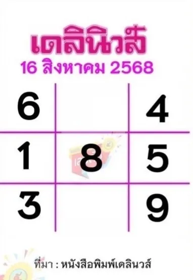 เดลินิวส์นำโชค 16 สิงหาคม 2568